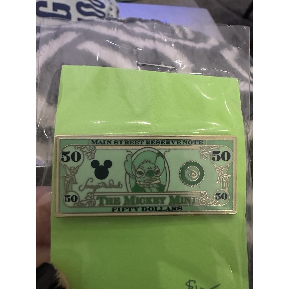 Disney Stitch Mickey Mint $50 Bill Pin 2008 D23 Expo Open Edition